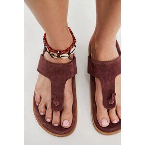 🆕 FREE PEOPLE Mika Footbed Sandals / Cherry Cola Suede